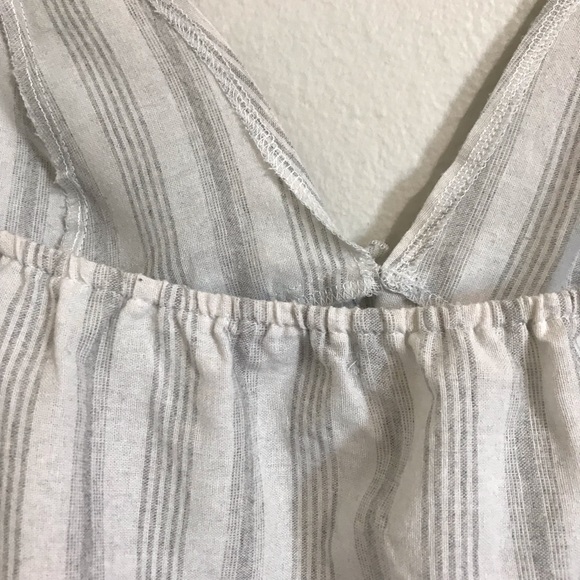 Shein Crop Spaghetti Tie Straps Light Gray with Grey Stripes Tank Top Size L - Picture 8 of 17